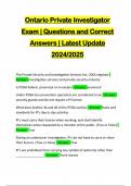 Ontario Private Investigator Exam &vert; Questions and Correct Answers &vert; Latest Update 2024&sol;2025