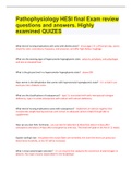 Pathophysiology HESI final Exam review questions and answers&period; Highly examined QUIZES