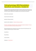 Pathophysiology HESI Remediation&period; Questions and answers&period; Graded A&plus;