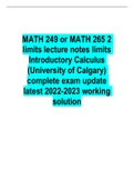 MATH 249 or MATH 265 2 limits lecture notes limits Introductory Calculus (University of Calgary) complete exam update latest 2022-2023 working solution
