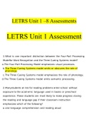 Letrs unit 1-8 Assessment Test A 100 Questions with 100&percnt; Correct Answers UPDATED 2022