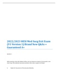 2022/2023 HESI Med Surg Exit Exam (V1 Version 1) Brand New Q&As + Guaranteed A+