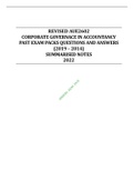 REVISED AUE2602 CORPORATE GOVERNACE IN ACCOUNTANCY PAST EXAM PACKS QUESTIONS AND ANSWERS (2019 – 2014) SUMMARISED N