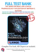 Test Bank For Basic and Clinical Pharmacology 14th Edition by Bertram G. Katzung 9781259641152 chapter 1-15 Complete Guide .