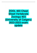 ZOOL 403 Cheat Sheet Vertebrate Zoology 403 (University of Calgary) 2022-2023 exam update