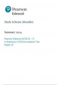 Pearson Edexcel GCSE &lpar;9 &ndash; 1&rpar;  In Statistics &lpar;1ST0&rpar; Foundation Tier  Paper 2F Mark Scheme   Summer 2024 JUNE 2024