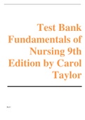 Test Bank Fundamentals of Nursing 9th Edition,9781496391001, by Carol Taylor Pamela Lynn Jennifer Bartlett