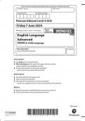 Pearson Edexcel Level 3 GCE 9EN0&sol;02  English Language  Advanced  PAPER 2  Child Language June 2024