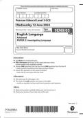  Pearson Edexcel Level 3 GCE English Language 9EN0&sol;03  Advanced  PAPER 3 Investigating Language  June 2024