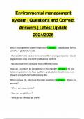 Environmental management system &vert; Questions and Correct Answers &vert; Latest Update 2024&sol;2025