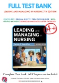 Test Bank for Leading and Managing in Nursing 7th Edition By Patricia S. Yoder-Wise Chapter 1-31 Complete Guide A+