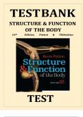 Test Bank for Structure & Function of the Body 16th Edition  by Kevin T&period; Patton & Gary A&period; Thibodeau -guaranteed pass- A&plus; &sol;latest 2024