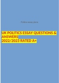 UK POLITICS ESSAY QUESTIONS & ANSWERS 2022/2023 RATED A+