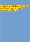 A-LEVEL POLITICS PRACTISE EXAM QUESTIONS AND ANSWERS 2022/2023 RATED A+