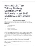 Hurst NCLEX Test Taking Strategy Questions With Rationale latest 2022 update(Already graded A )