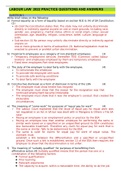 LABOUR LAW  2022 PRACTICE QUESTIONS AND ANSWERS