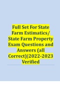 Full Set For State Farm Estimatics/ State Farm Property Exam Questions and Answers (all Correct)|2022-2023 Verified 