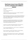 Real Estate License Exam UPDATED  ACTUAL Questions and CORRECT  Answers