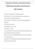 CWS Exam Questions and Answers 100&percnt; Solved