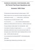 DC Permit Test Exam Questions and Answers 100&percnt; Pass