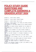 POLICY STUDY GUIDE QUESTIONS AND COMPLETE ANSWERS A GRADED&sol;LATEST 2024