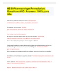 HESI-Pharmacology Remediation&comma; Questions AND Answers&period; 100&percnt; pass rate&period;