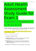Adult Health Assessment Study Guide for Exam 1Content: Chapters 1-4, 8-11 & 13