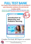 Test Bank For Introduction to Maternity and Pediatric Nursing 8th Edition by Gloria Leifer 9780323483971 Chapter 1-34 Complete Guide .