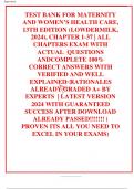 TEST BANK FOR MATERNITY AND WOMEN&rsquo;S HEALTH CARE&comma; 13TH EDITION &lpar;LOWDERMILK&comma; 2024&rpar;&comma; CHAPTER 1-37 &vert; ALL CHAPTERS EXAM WITH  ACTUAL  QUESTIONS ANDCOMPLETE 100&percnt; CORRECT ANSWERS WITH VERIFIED AND WELL EXPLAINED  RATIONALES   ALREADY GRADED A&plus; BY EXPERTS  &vert; LATE