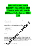 Test Bank-Maternity & Women’s Health Care 12th Edition Lowdermilk – with 100% verified solutions-2022-2024