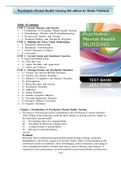 Psychiatric-Mental Health Nursing 8th Edition by Sheila L. Videbeck Test Bank , All Chapter Covered 1-24 | Complete Guide A+