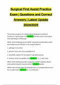 Surgical First Assist Practice Exam &vert; Questions and Correct Answers &vert; Latest Update 2024&sol;2025