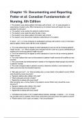 Chapter 15 Documenting and Reporting Potter et al Canadian Fundamentals of Nursing&comma; 6th Edition &lpar;questions & answers&rpar; A&plus; guide&period;