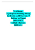 Test Bank - Psychopharmacology Drugs the Brain and Behavior 3rd Edition by Meyer -with 100&percnt; verified solutions-2022-2024
