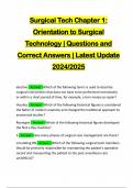 Surgical Tech Chapter 1&colon; Orientation to Surgical Technology &vert; Questions and Correct Answers &vert; Latest Update 2024&sol;2025