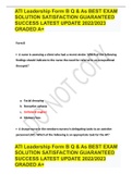 ATI Leadership Form B Q & As BEST EXAM SOLUTION SATISFACTION GUARANTEED SUCCESS LATEST UPDATE 2022/2023 GRADED A+