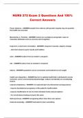 NURS 272 Exam 2 Questions And 100&percnt; Correct Answers