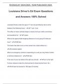 Louisiana Driver's Ed Exam Questions and Answers 100&percnt; Solved