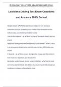 Louisiana Driving Test Exam Questions and Answers 100&percnt; Solved