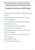 Lowa Assessments Vocabulary Exam Questions and Answers 100&percnt; Solved
