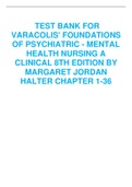 TEST BANK FOR VARACOLIS' FOUNDATIONS OF PSYCHIATRIC - MENTAL HEALTH NURSING A CLINICAL 8TH EDITION BY MARGARET JORDAN HALTER CHAPTER 1-36 