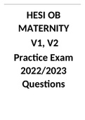 HESI OB MATERNITY V1, V2 Practice Exam 2022-2023 Questions