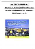 Solution Manual for Principles of Auditing and other Assurance Services 22nd edition by Ray whittington kurt Consists of 21 Complete Chapters&comma; ISBN&colon; 978-1260598087