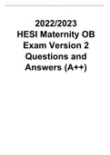 2022-2023 HESI Maternity OB Exam Version 2 Questions and Answers (A++)