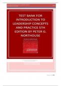 TEST BANK FOR Introduction to Leadership Concepts and Practice 5th Edition by Peter G&period; Northouse Chapter 1-14 A&plus;  Latest Updated 2024 review