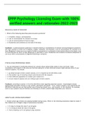EPPP Psychology Licensing Exam&vert; 200 QUESTIONS&vert; WITH COMPLETE SOLUTIONS
