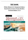 Test Bank For Phillips&rsquo;s Manual of I&period;V&period; Therapeutics&semi; EvidenceBased Practice for Infusion Therapy 8th Edition By Lisa Gorski&comma; Consists of  12 Complete Chapters&comma; ISBN&colon; 978-1719646093