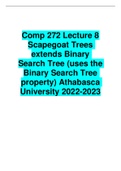 Comp 272 Lecture 8 Scapegoat Trees extends Binary Search Tree (uses the Binary Search Tree property) Athabasca University 2022-2023 