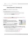 Student Exploration: Calorimetry Lab Prior Knowledge Questions and Answers 2022