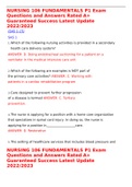 NURSING 106 FUNDAMENTALS P1 Exam Questions and Answers Rated A&plus; Guaranteed Success Latest Update 2022&sol;2023
